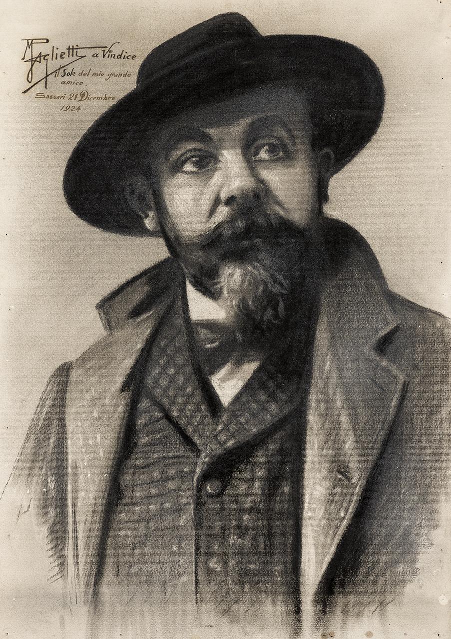 Ritratto di Sebastiano Satta, ritratto d'uomo (disegno) di Paglietti Mario (sec. XX)