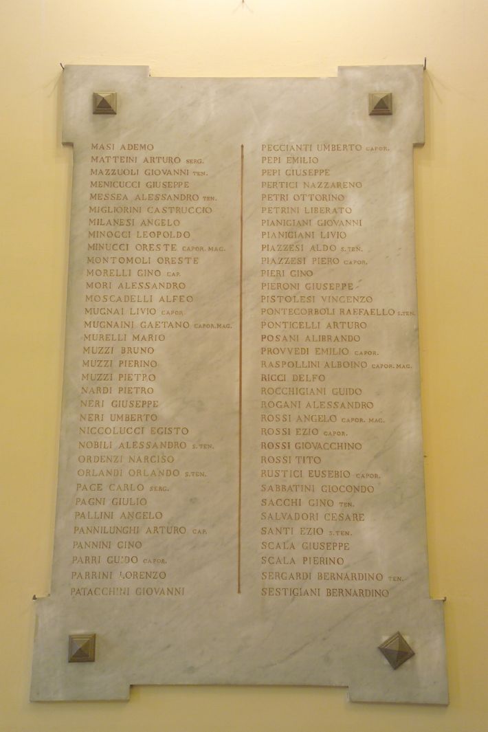 lapide commemorativa ai caduti, elemento d'insieme - bottega senese (sec. XX)