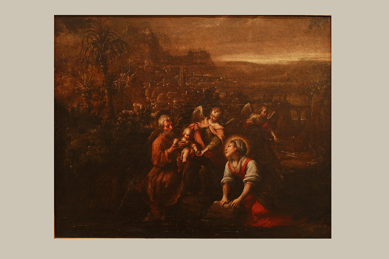 Riposo durante la fuga in Egitto (dipinto, elemento d'insieme) di Donducci Giovanni Andrea (attribuito) - ambito bolognese (primo quarto sec. XVII)