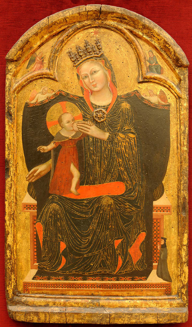 Madonna del Latte, Madonna con Bambino e un donatore (dipinto, opera isolata) - ambito bolognese (prima metà sec. XIV)