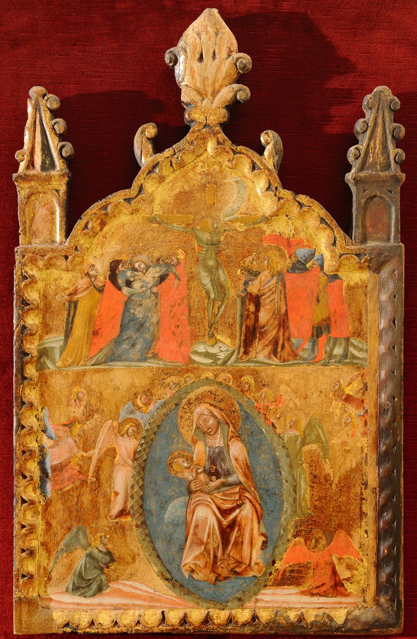 Crocifissione, Madonna con Bambino e angeli (dipinto, opera isolata) - ambito veneto (prima metà sec. XIV)