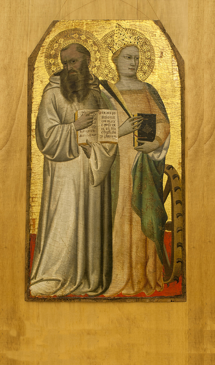 San Benedetto, Santa Caterina d'Alessandria (dipinto, elemento d'insieme) di Puccio di Simone (attribuito) - ambito fiorentino (sec. XIV)