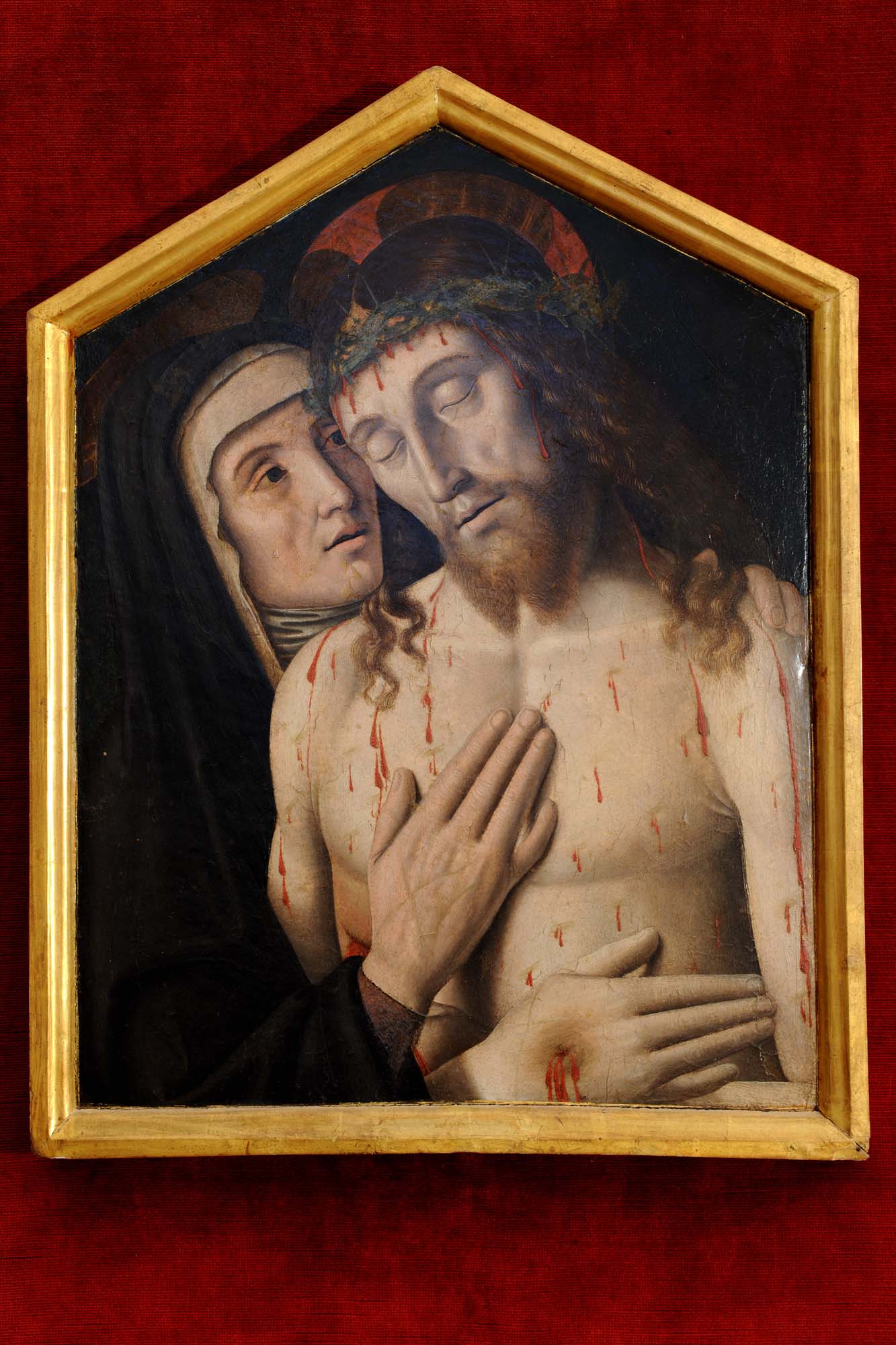 Cristo morto e la Vergine, Pietà (dipinto, opera isolata) di Santi Giovanni (attribuito) - ambito marchigiano (ultimo quarto sec. XV)