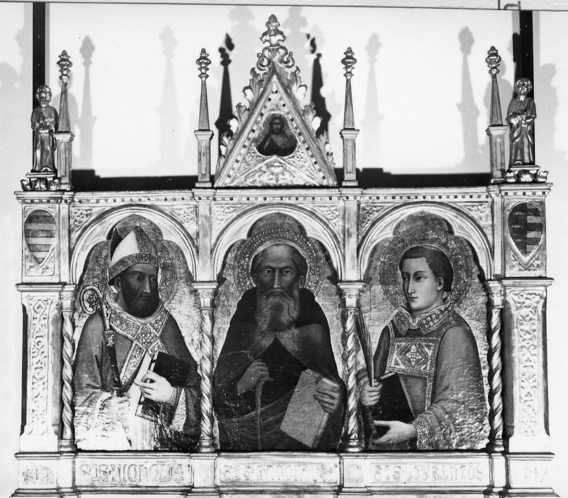 San Nicola di Bari, Sant'Antonio Abate e San Lorenzo (trittico) - ambito pisano (sec. XIV)