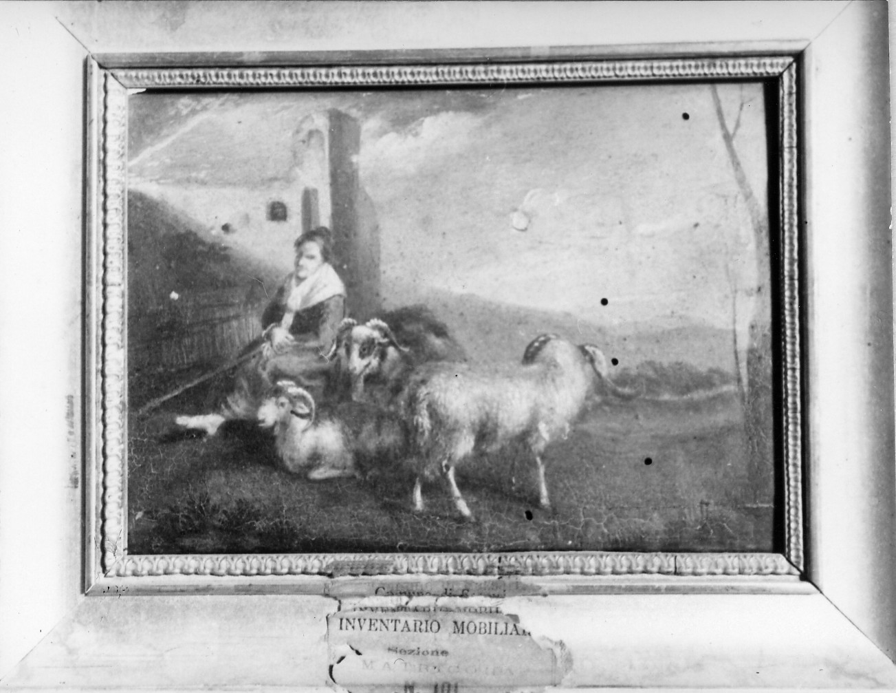 contadina e capre (dipinto) - ambito italiano (sec. XVIII)