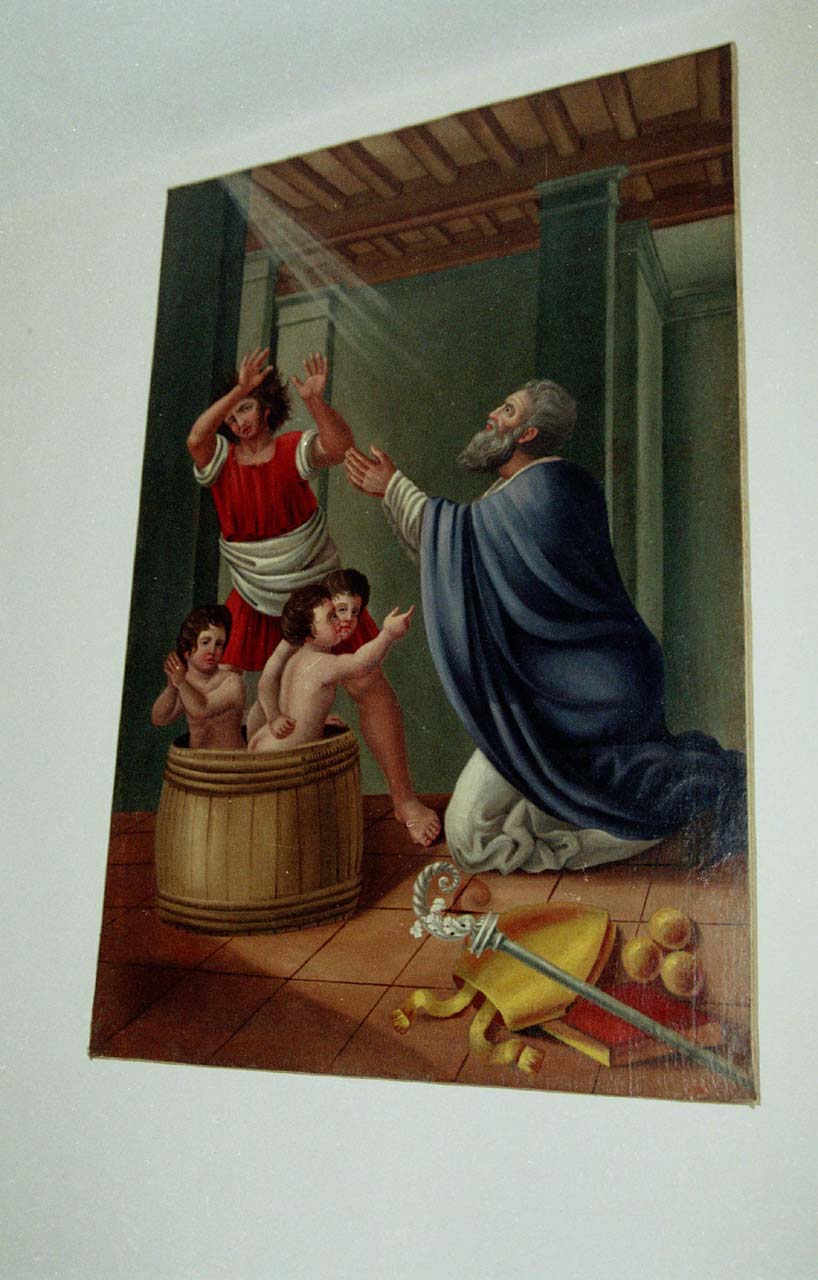 San Nicola di Bari resuscita i tre fanciulli (dipinto) - ambito sardo (secondo quarto sec. XIX)