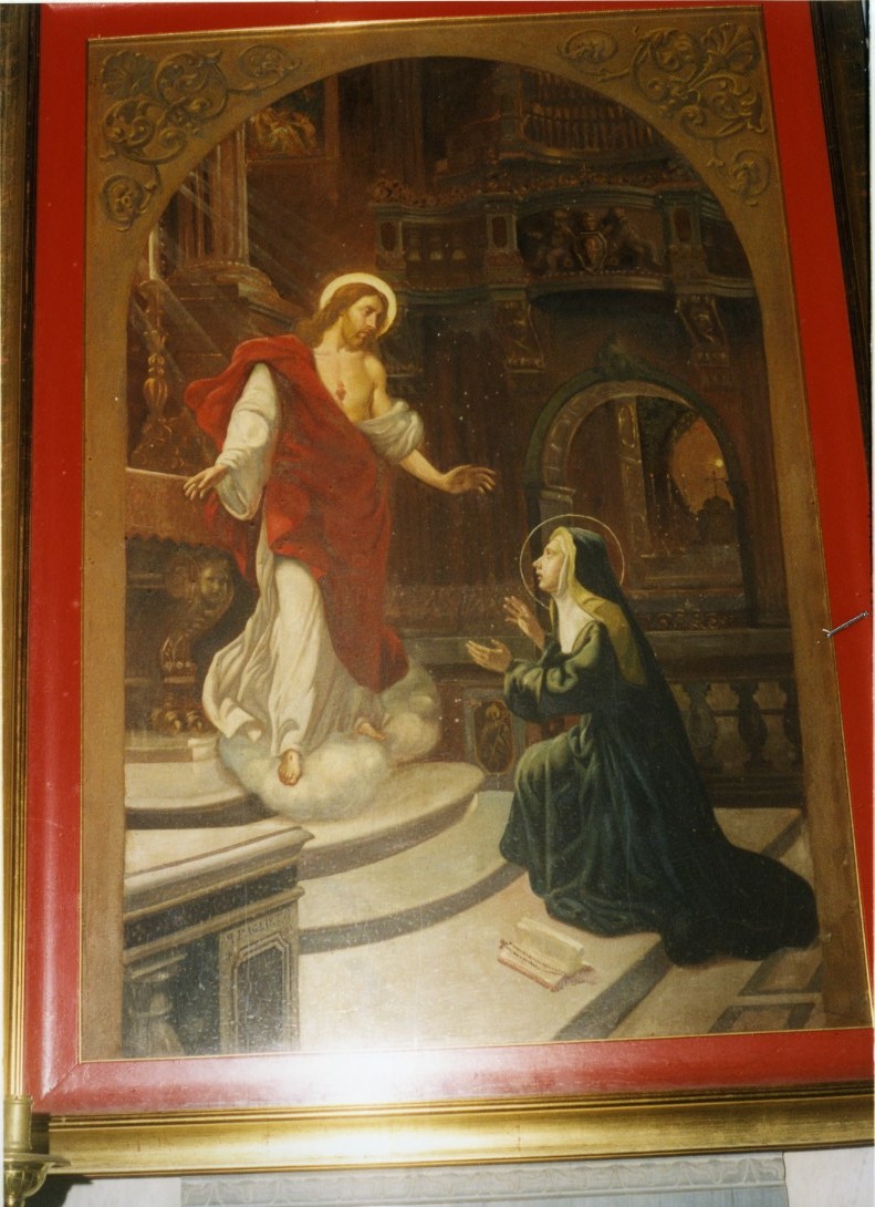 Apparizione del Sacro Cuore a Santa Margherita (dipinto) di Paglietti Mario (sec. XX)