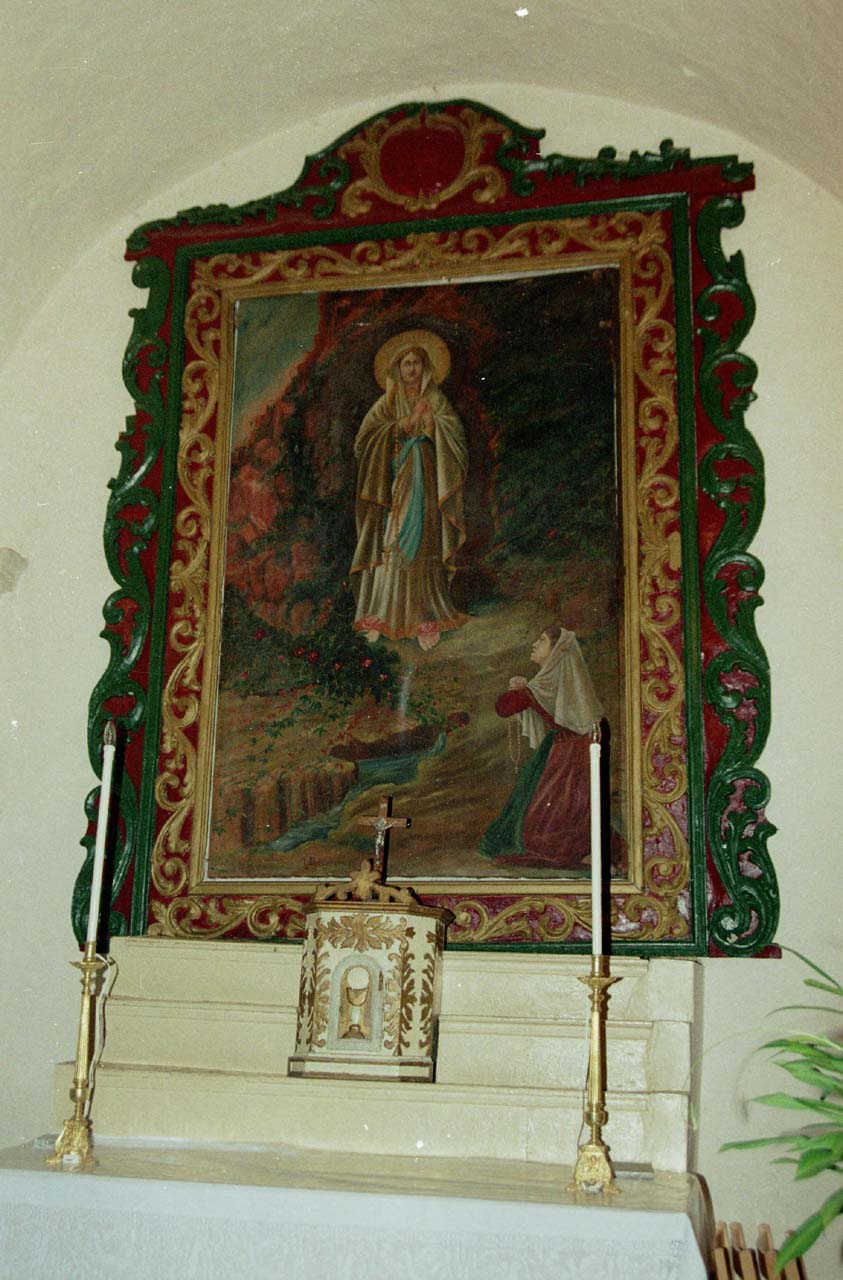 Madonna di Lourdes e Santa Bernardette (dipinto) di Dore M (sec. XX)