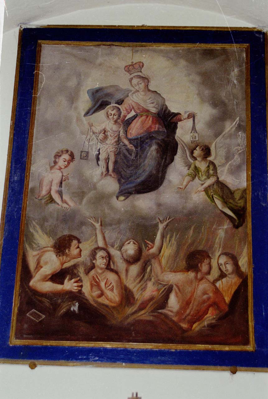 Madonna del Carmelo, angeli e anime del Purgatorio (dipinto) di Carboni Emanuele (sec. XIX)