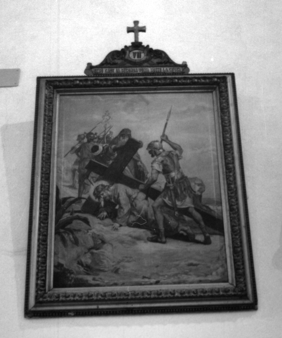 stazione VII: Gesù cade sotto la croce la seconda volta (Via Crucis) - bottega italiana (prima metà sec. XX)