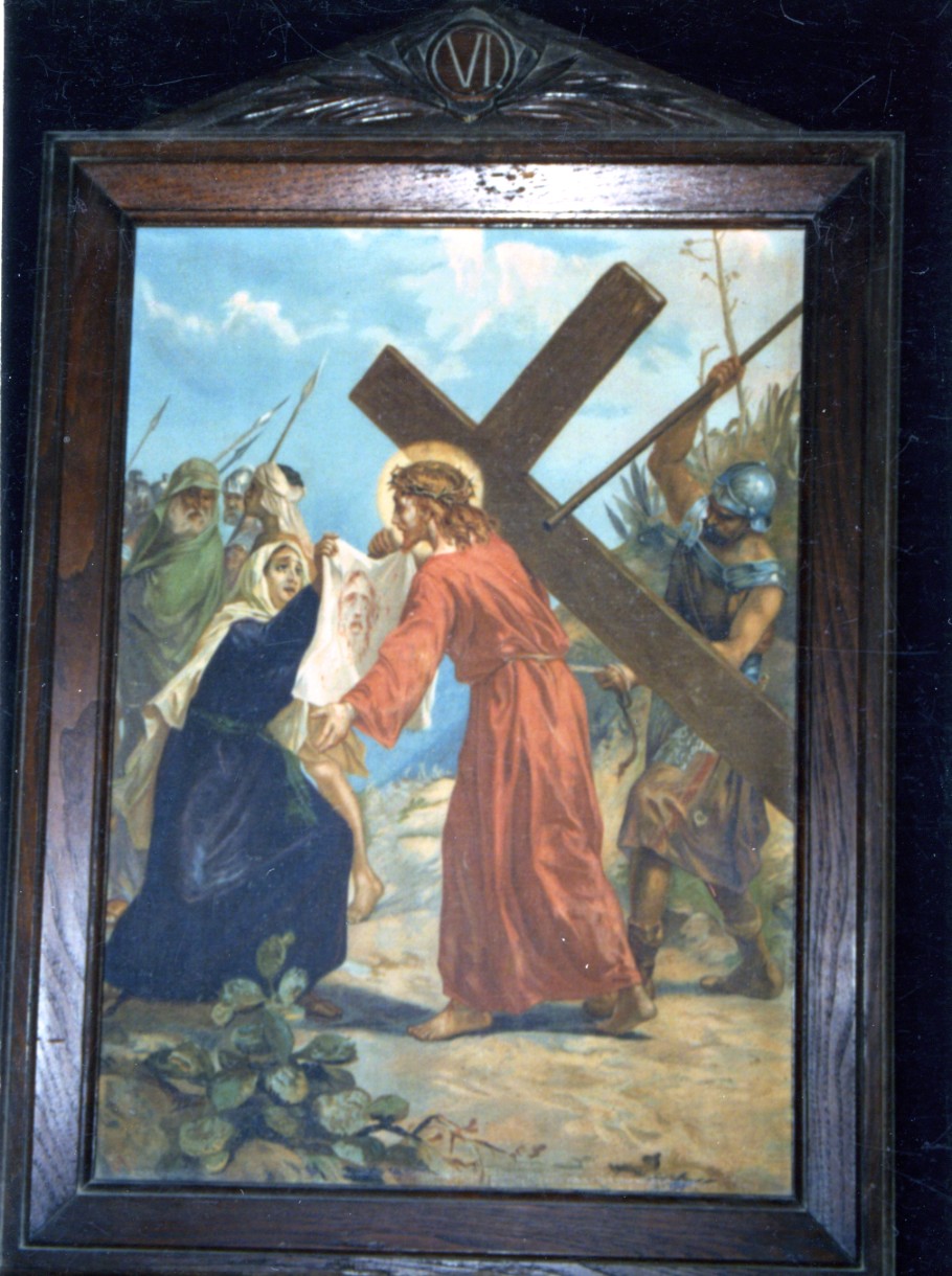 stazione VI: Gesù asciugato dalla Veronica (Via Crucis, ciclo) - bottega italiana (fine/ inizio secc. XIX/ XX)