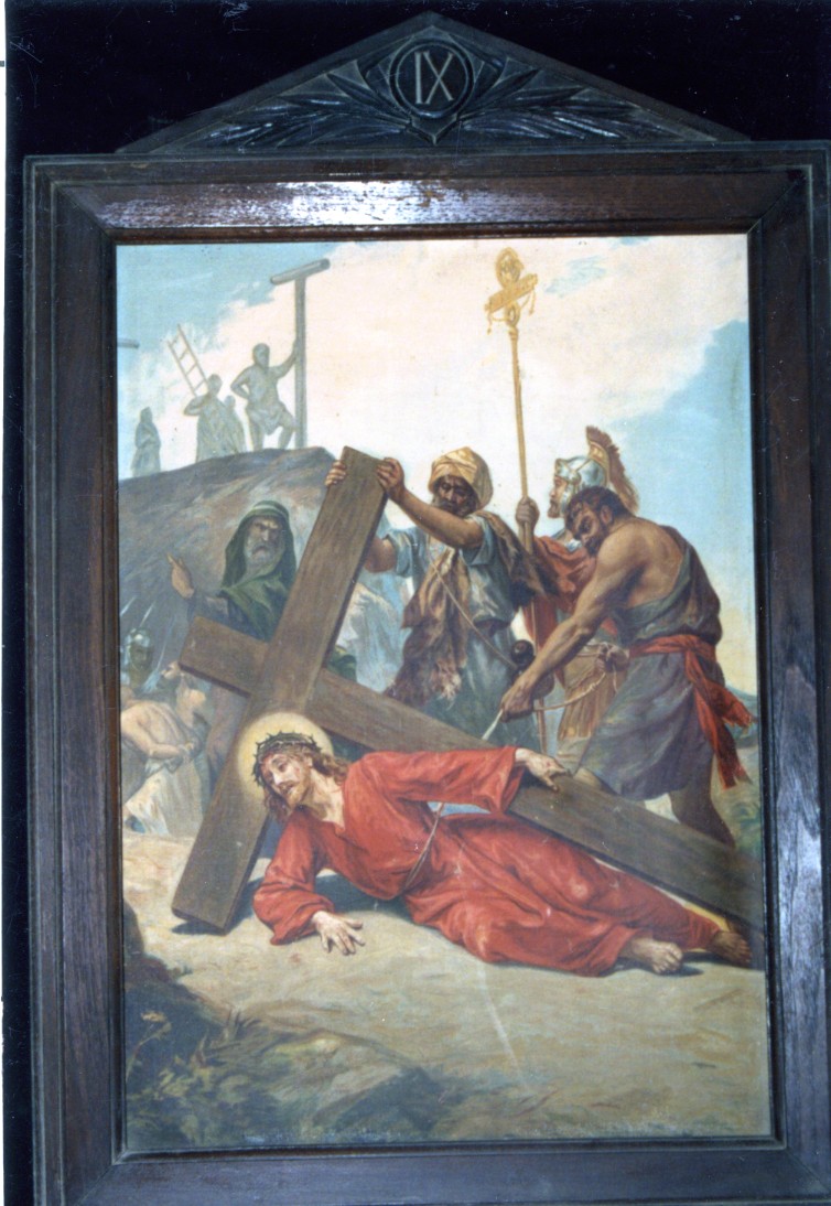 stazione IX: Gesù cade sotto la croce la terza volta (Via Crucis, ciclo) - bottega italiana (fine/ inizio secc. XIX/ XX)
