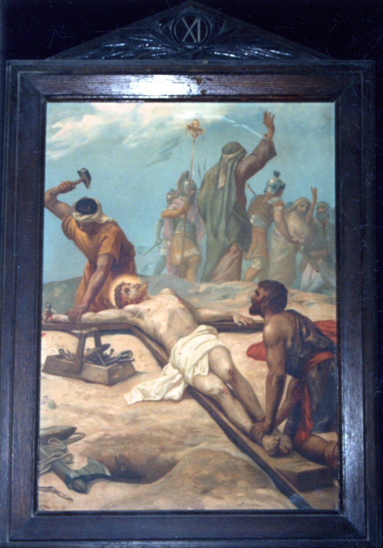 stazione XI: Gesù inchiodato alla croce (Via Crucis, ciclo) - bottega italiana (fine/ inizio secc. XIX/ XX)