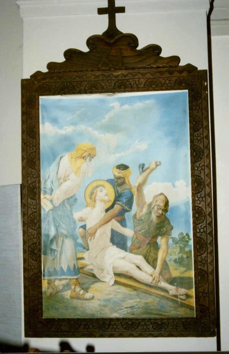 stazione XI: Gesù inchiodato alla croce (Via Crucis, ciclo) - bottega italiana, bottega sarda (inizio sec. XX)