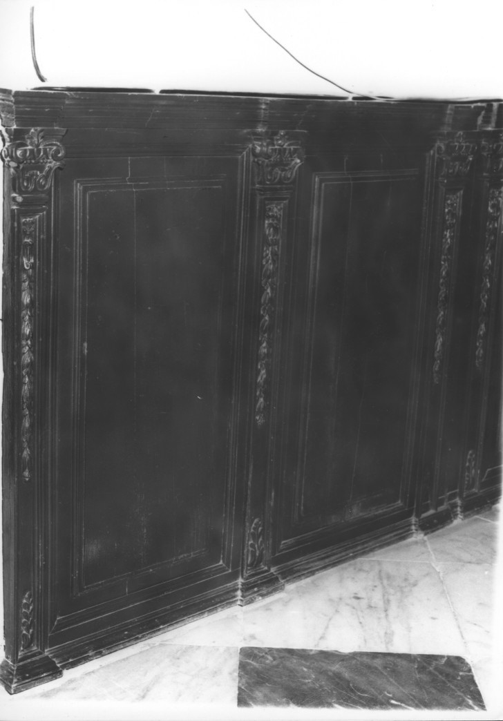 schienale di stallo di coro, elemento d'insieme - bottega sarda (fine/ inizio secc. XVIII/ XIX)