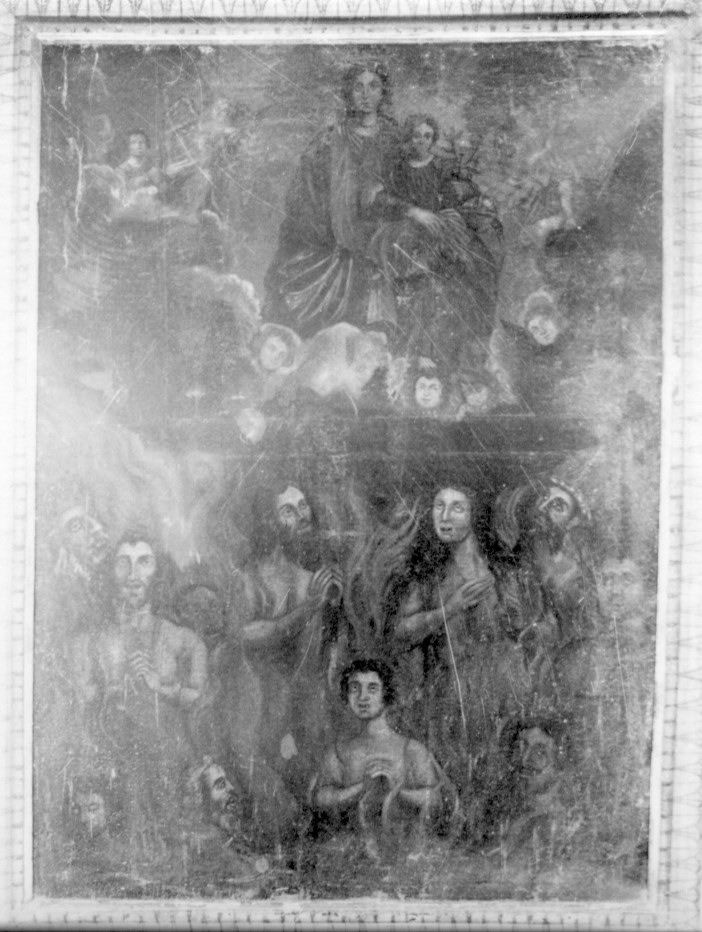Madonna del Carmelo, angeli e anime del Purgatorio (dipinto) - ambito sardo (secc. XVIII/ XIX)