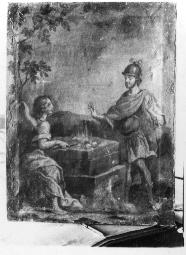 Santo guerriero e angelo (dipinto) - ambito sardo (inizio sec. XIX)
