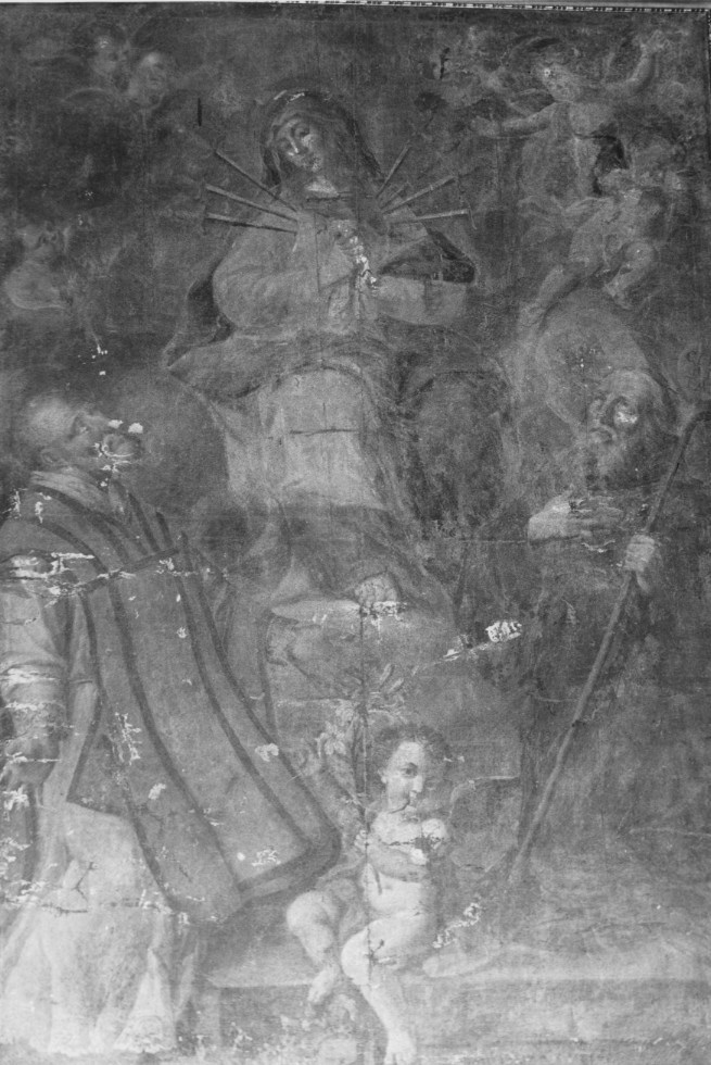 Madonna Addolorata con San Filippo Neri e San Francesco di Paola (dipinto) - ambito romano (secc. XVII/ XVIII)