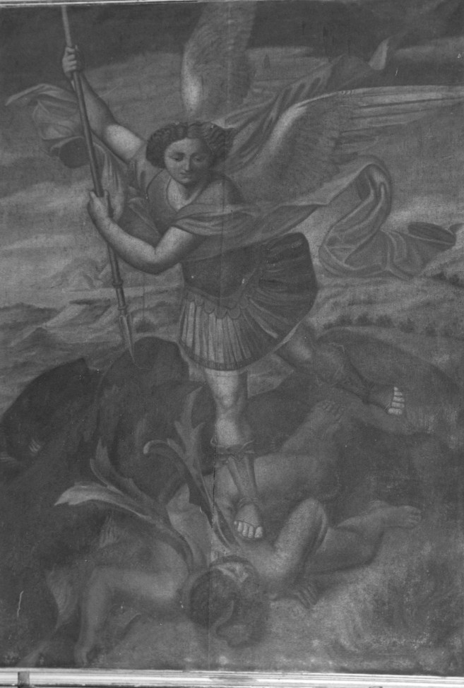 San Michele Arcangelo combatte Satana (dipinto) - ambito sardo (fine sec. XIX)