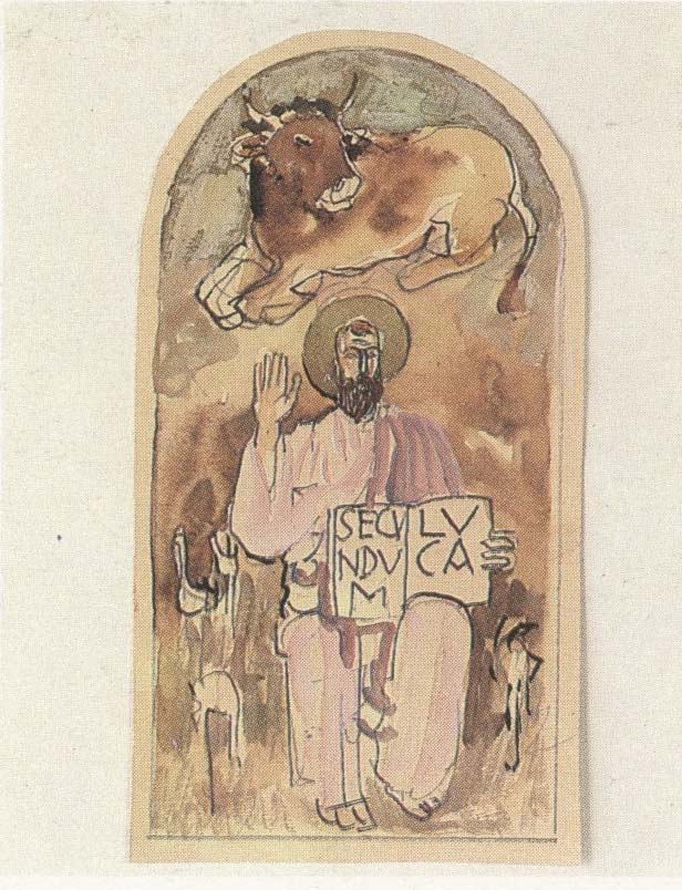 San Luca Evangelista (dipinto) di Biasi Giuseppe (secondo quarto sec. XX)