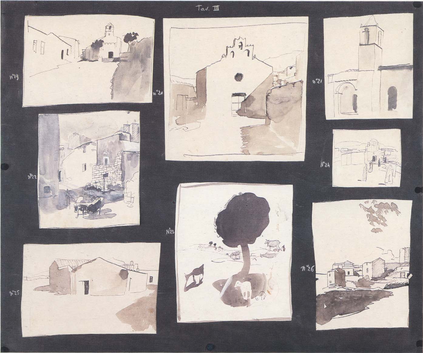 Tavola con nove studi (dipinto) di Biasi Giuseppe (primo quarto sec. XX)