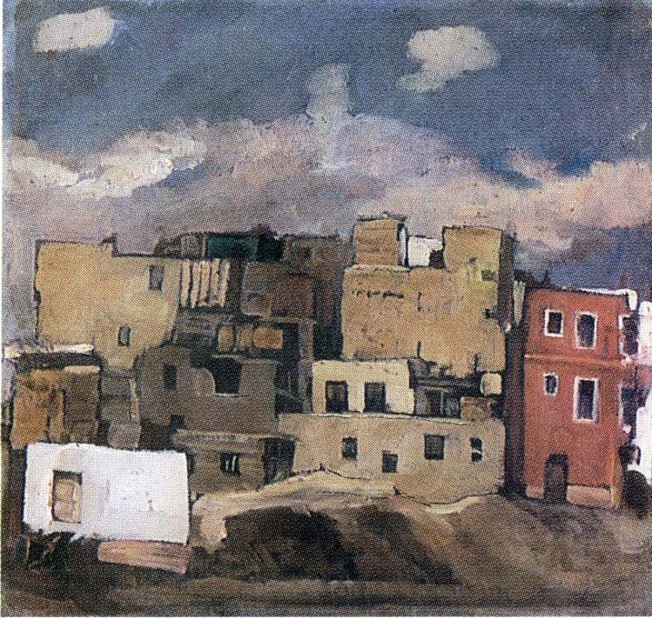 Città egiziana (dipinto) di Biasi Giuseppe (secondo quarto sec. XX)