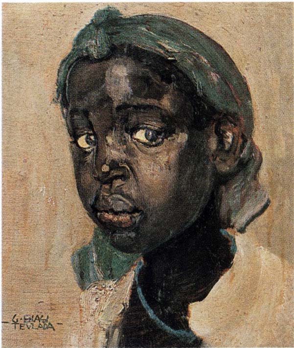 Negretta (studio di testa) (dipinto) di Biasi Giuseppe (secondo quarto sec. XX)