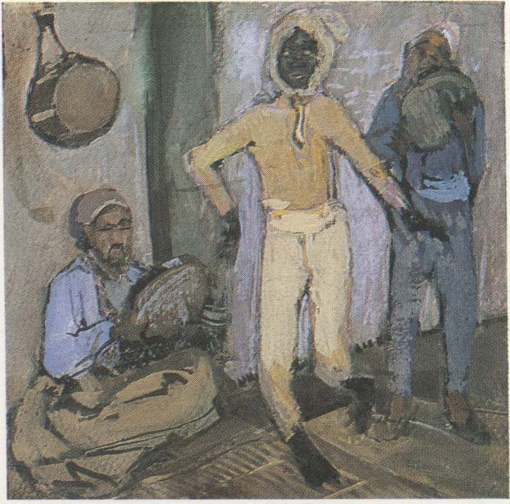 Danzatore negro (dipinto) di Biasi Giuseppe (secondo quarto sec. XX)