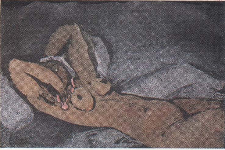 Nudo (Le mani sul viso) (dipinto) di Biasi Giuseppe (secondo quarto sec. XX)