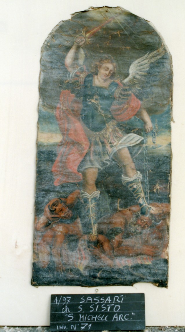 San Michele Arcangelo schiaccia il demonio (dipinto) - ambito sardo (fine/ inizio secc. XVII/ XVIII)