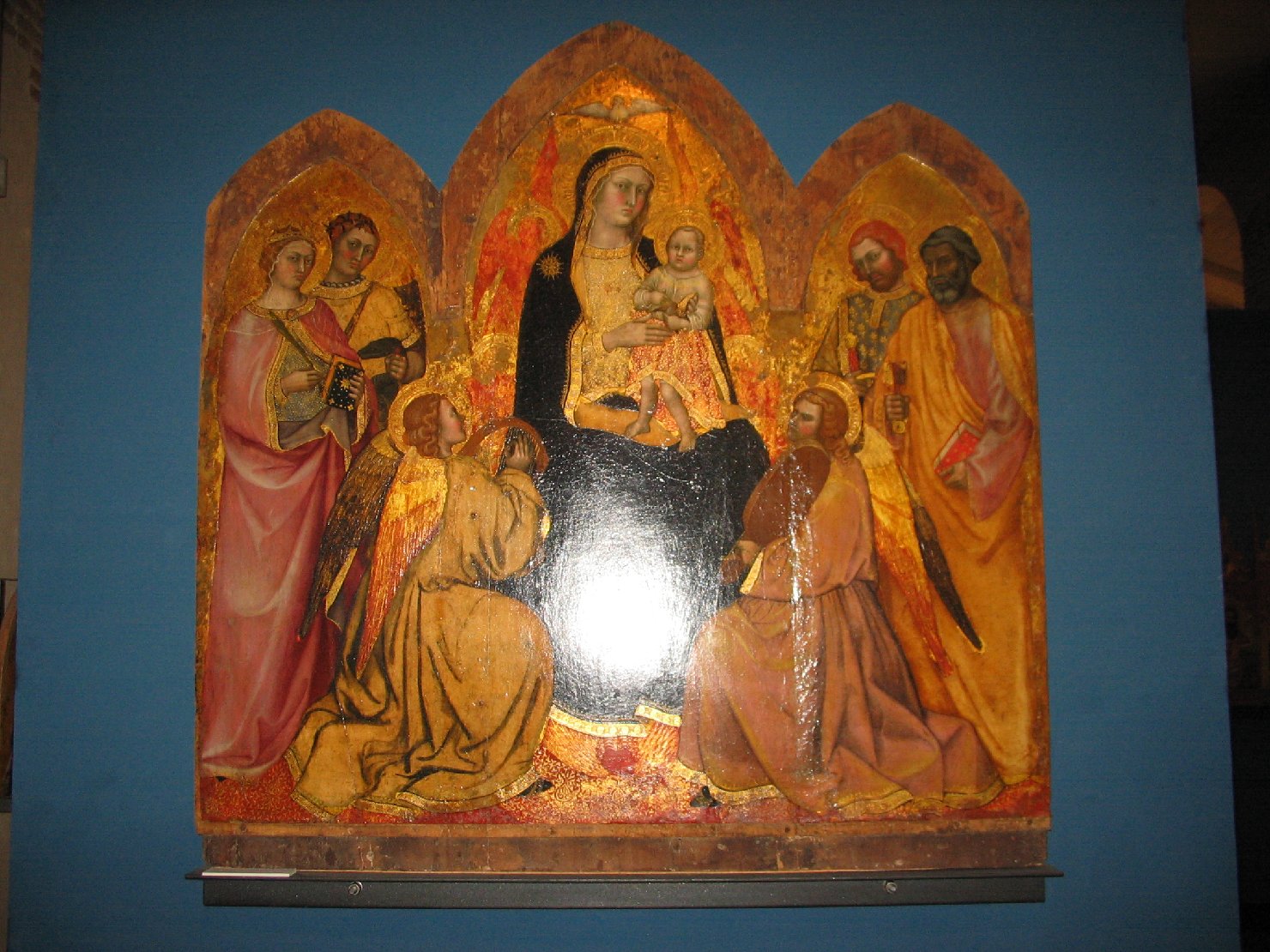 Madonna con Bambino e altri personaggi (polittico, opera isolata) di Taddeo di Bartolo (fine sec. XIV)