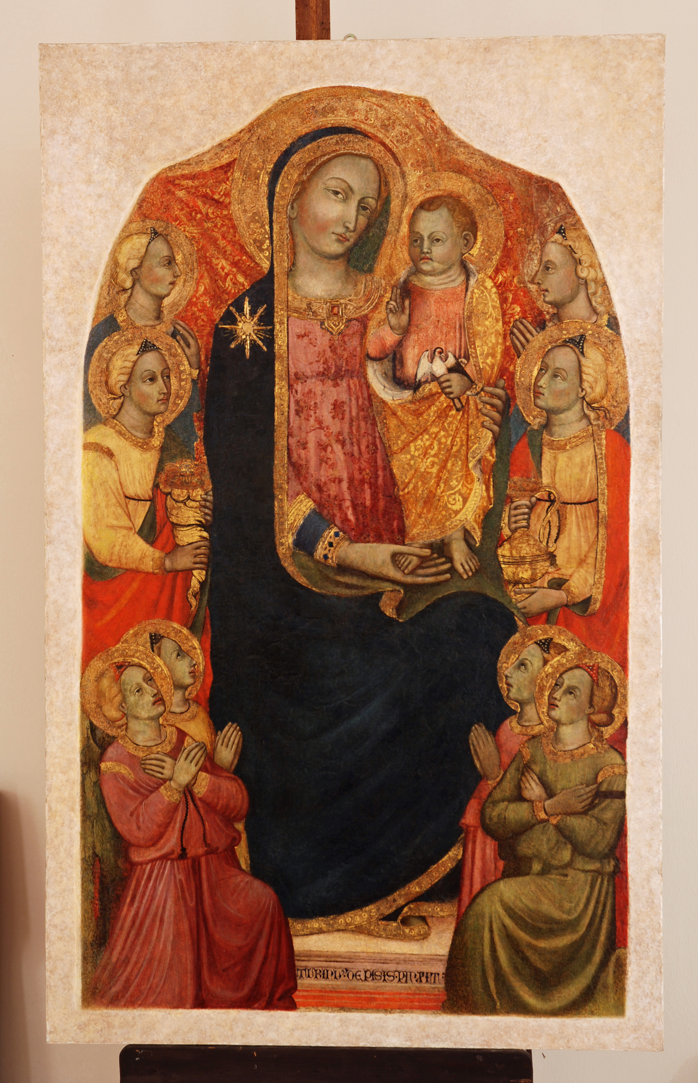 Madonna con Bambino e altri personaggi (dipinto, opera isolata) di Vanni Turino (prima metà sec. XV)