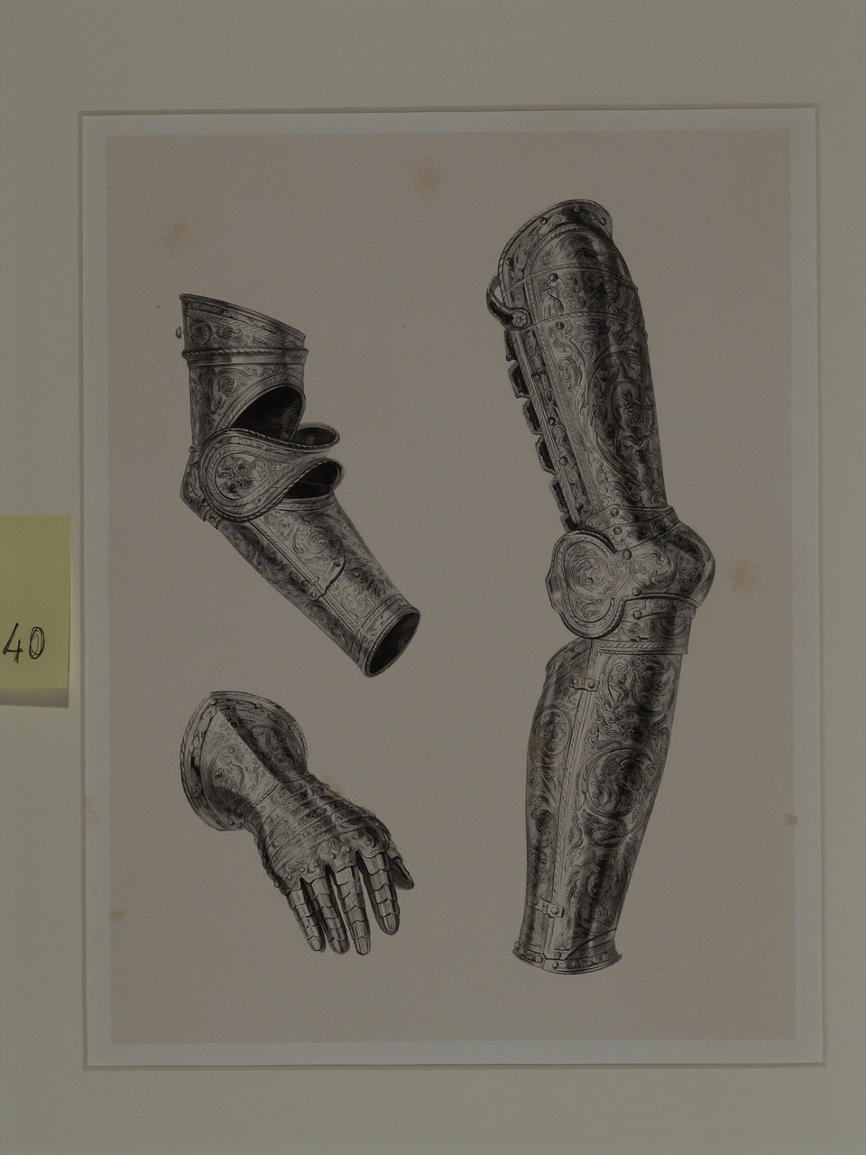 Armatura Martinengo: bracciale, manopola e gambiera, armature (stampa, serie) di Lemercier Rose Joseph, Gigoux Jean François (secondo quarto sec. XIX)
