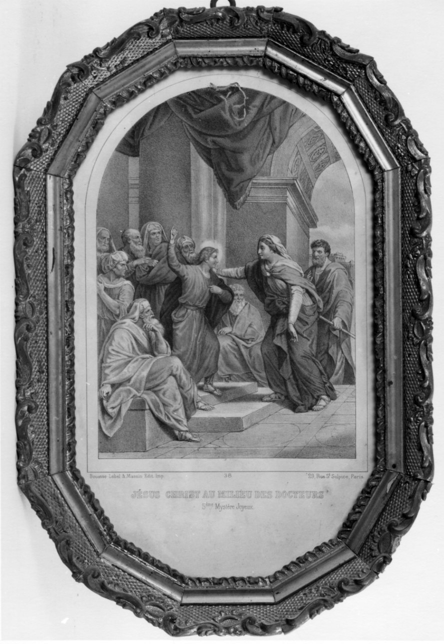 disputa di Gesù con i dottori nel tempio (stampa a colori, elemento d'insieme) - ambito francese (seconda metà sec. XIX)