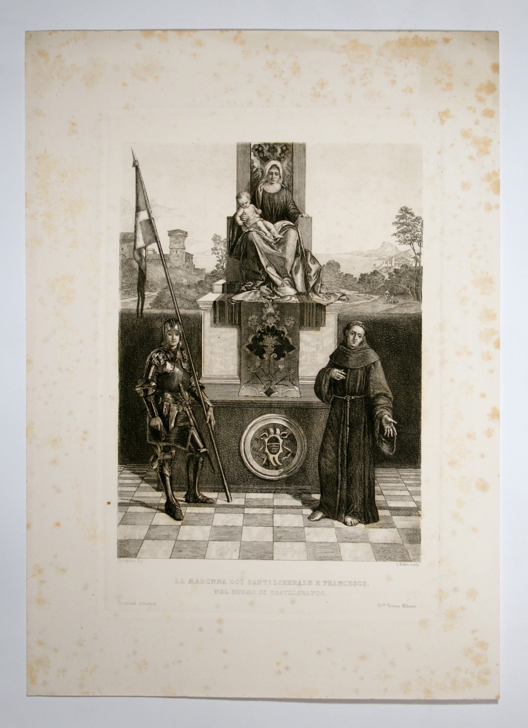 La Madonna coi Santi, Madonna con Bambino in trono tra santi (stampa) di Zorzi Giorgio detto Giorgione, Kuhn Ludwig (sec. XIX)