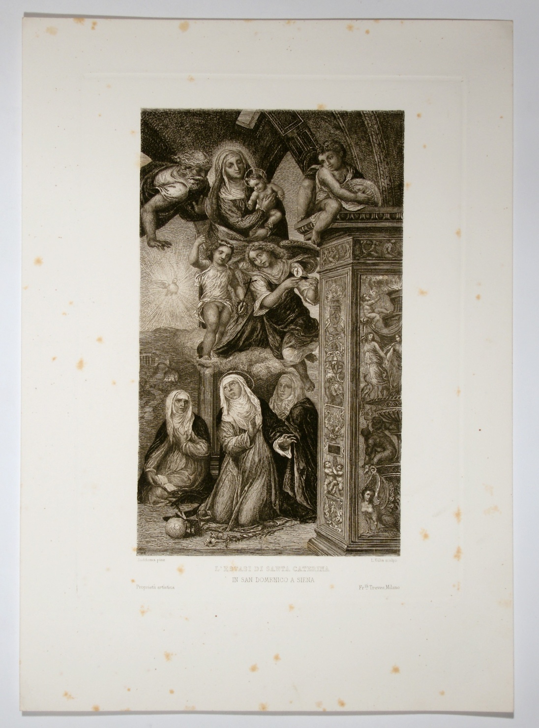 L'estasi di santa Caterina, Santa Caterina da Siena (stampa) di Bazzi Giovanni Antonio detto il Sodoma, Kuhn Ludwig (sec. XIX)