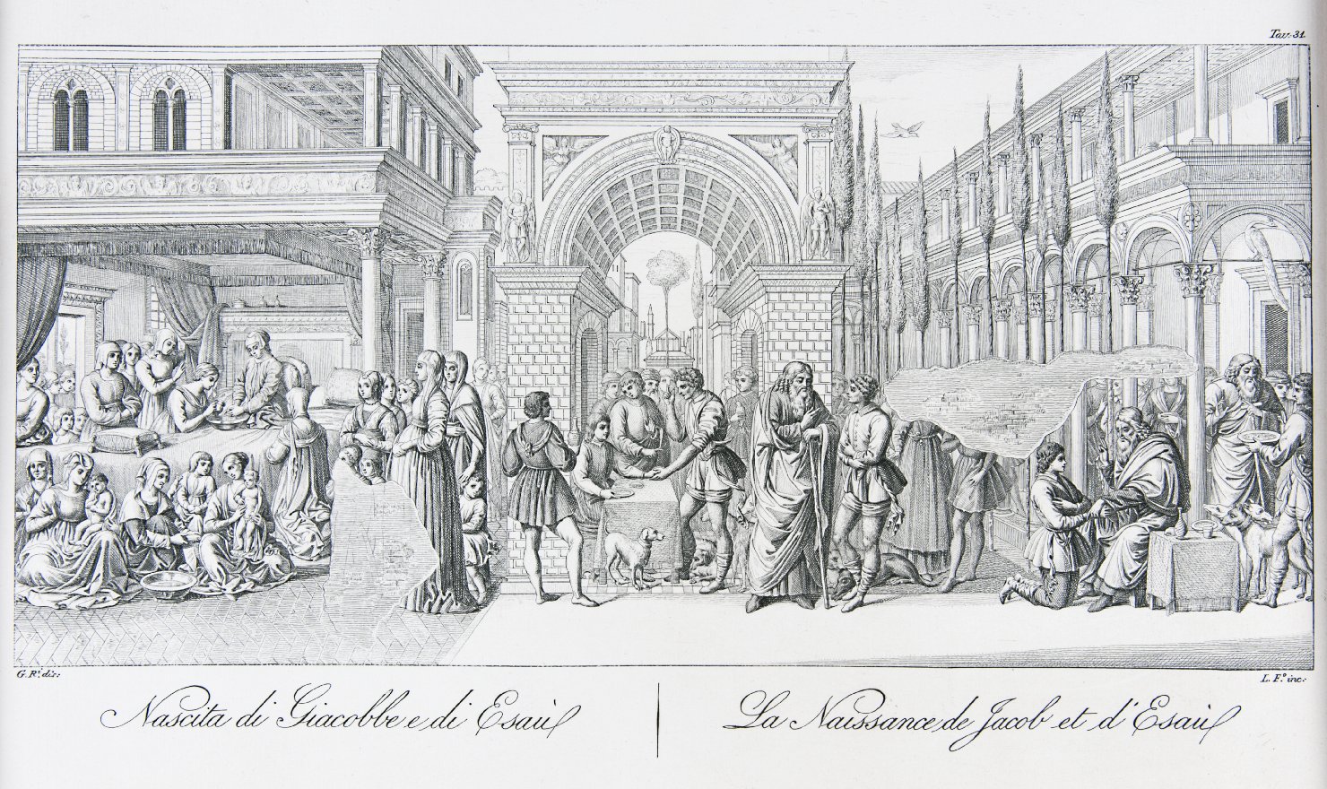 nascita di Esaù e Giacobbe (stampa, serie) di Rossi Giuseppe, Lasinio Giovanni Paolo (sec. XIX)
