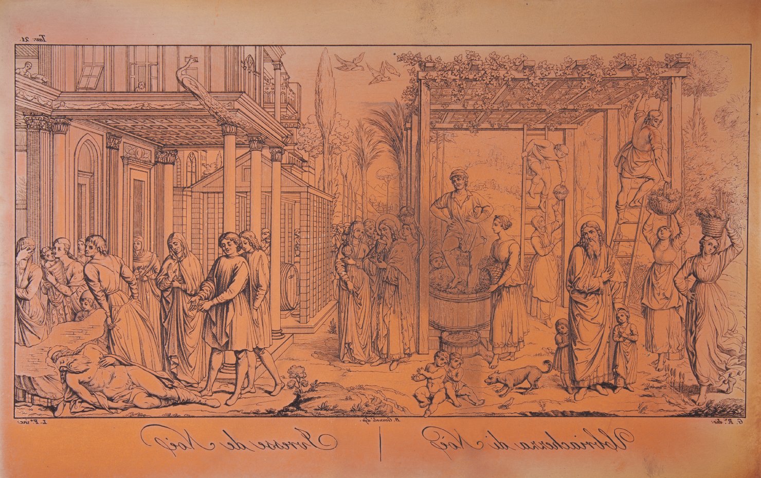 ebbrezza di Noè (matrice, serie) di Lasinio Giovanni Paolo (sec. XIX)