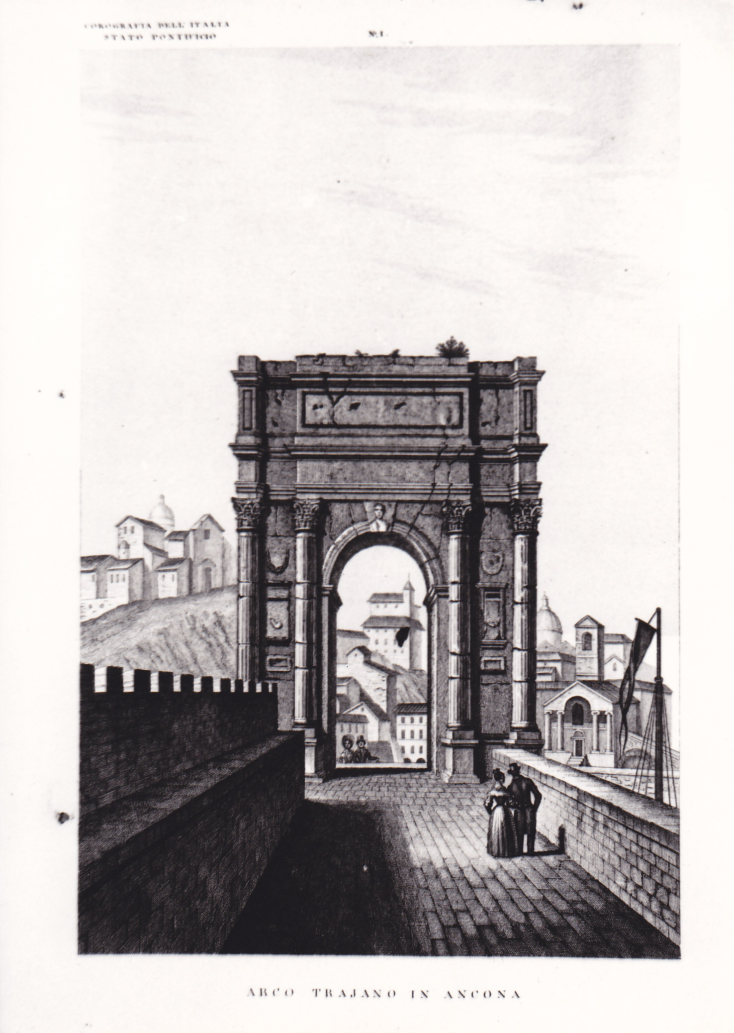 Arco Trajano in Ancona, Ancona: l'arco di Traiano (stampa) - ambito dell'Italia centrale (XIX)