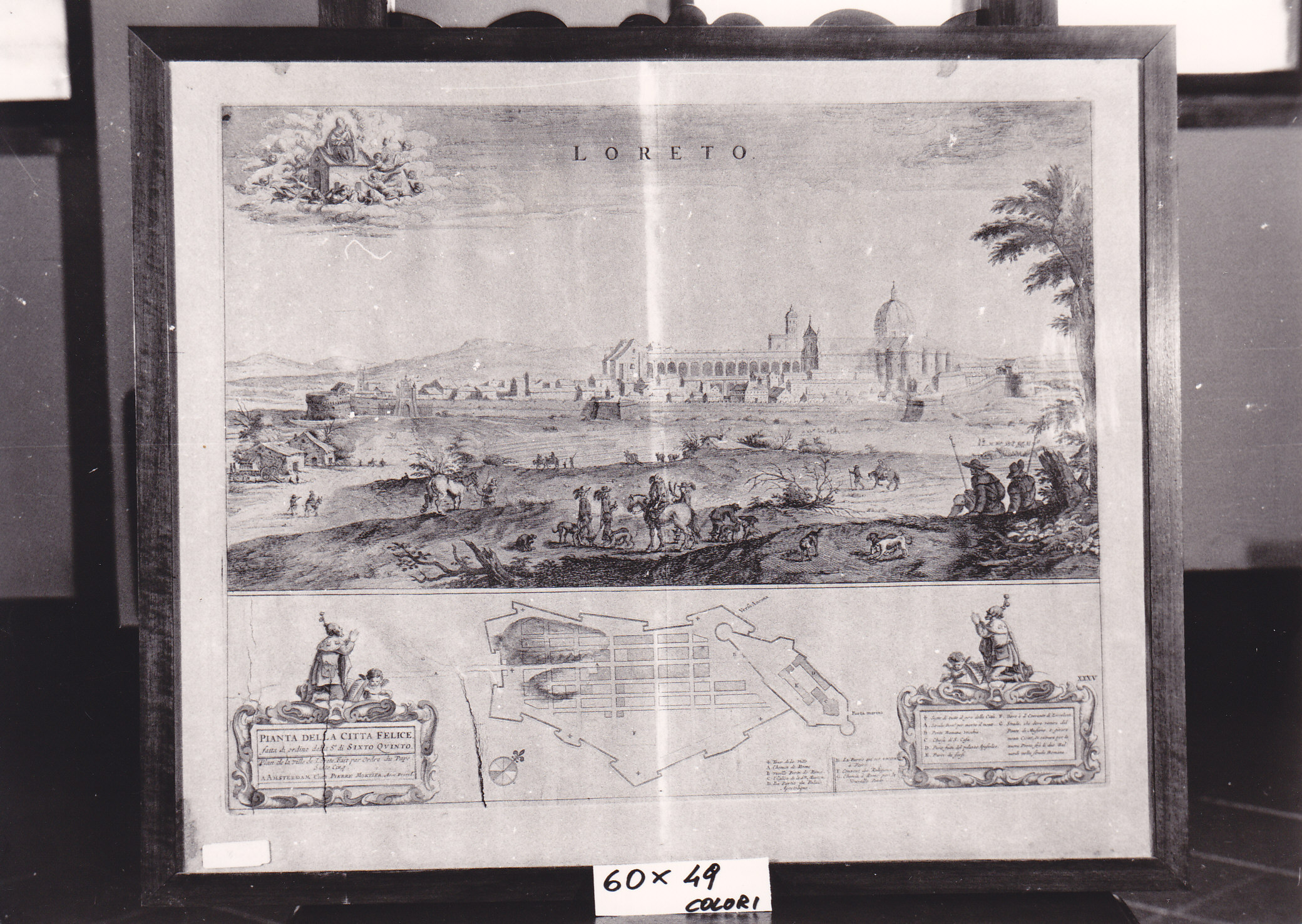 Pianta della Città Felice, pianta e veduta della città di Loreto (stampa) di Blaeu Jan (XVIII)