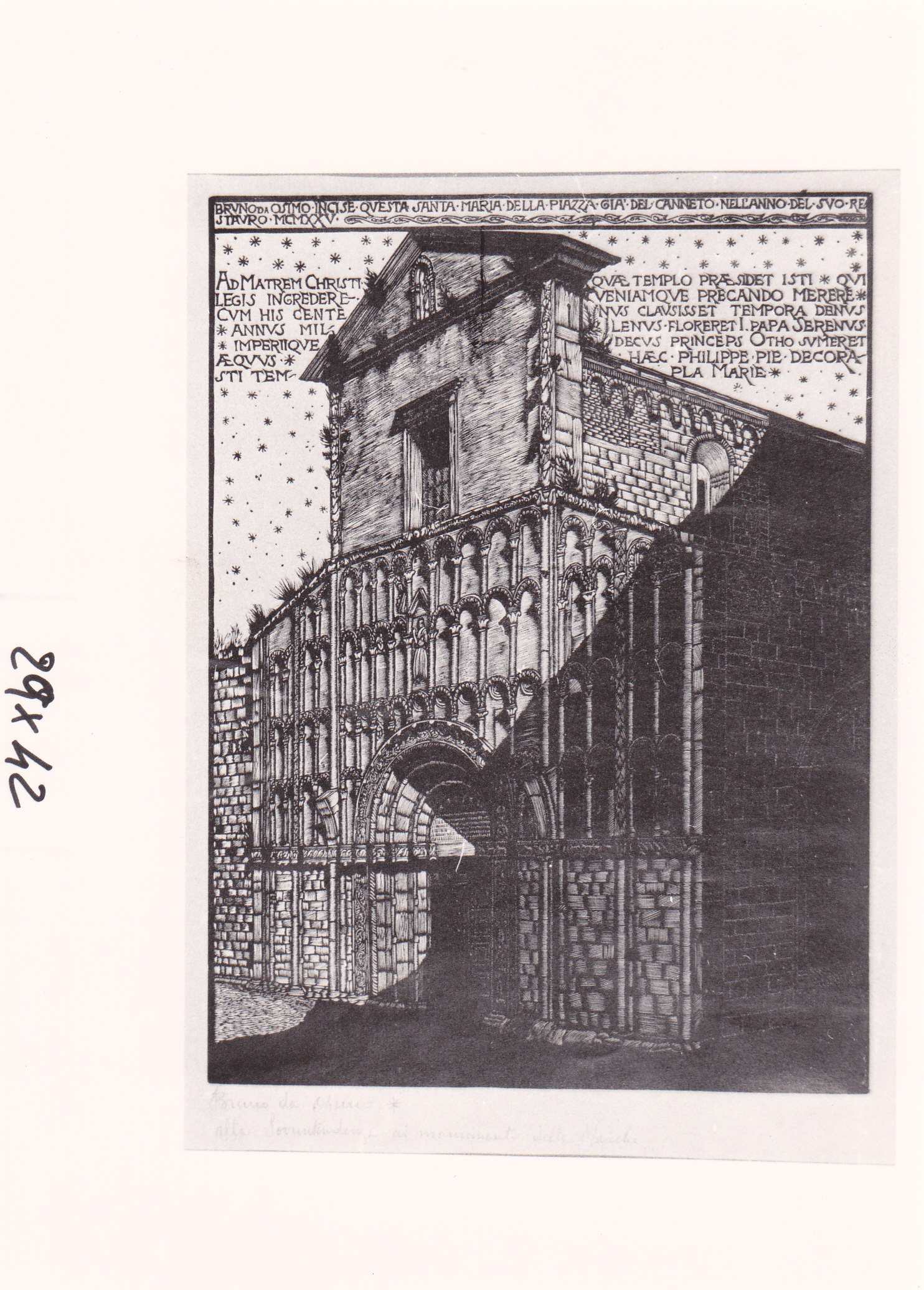 chiesa di Santa Maria della Piazza (stampa) di Marsili Bruno detto Bruno da Osimo (XX)