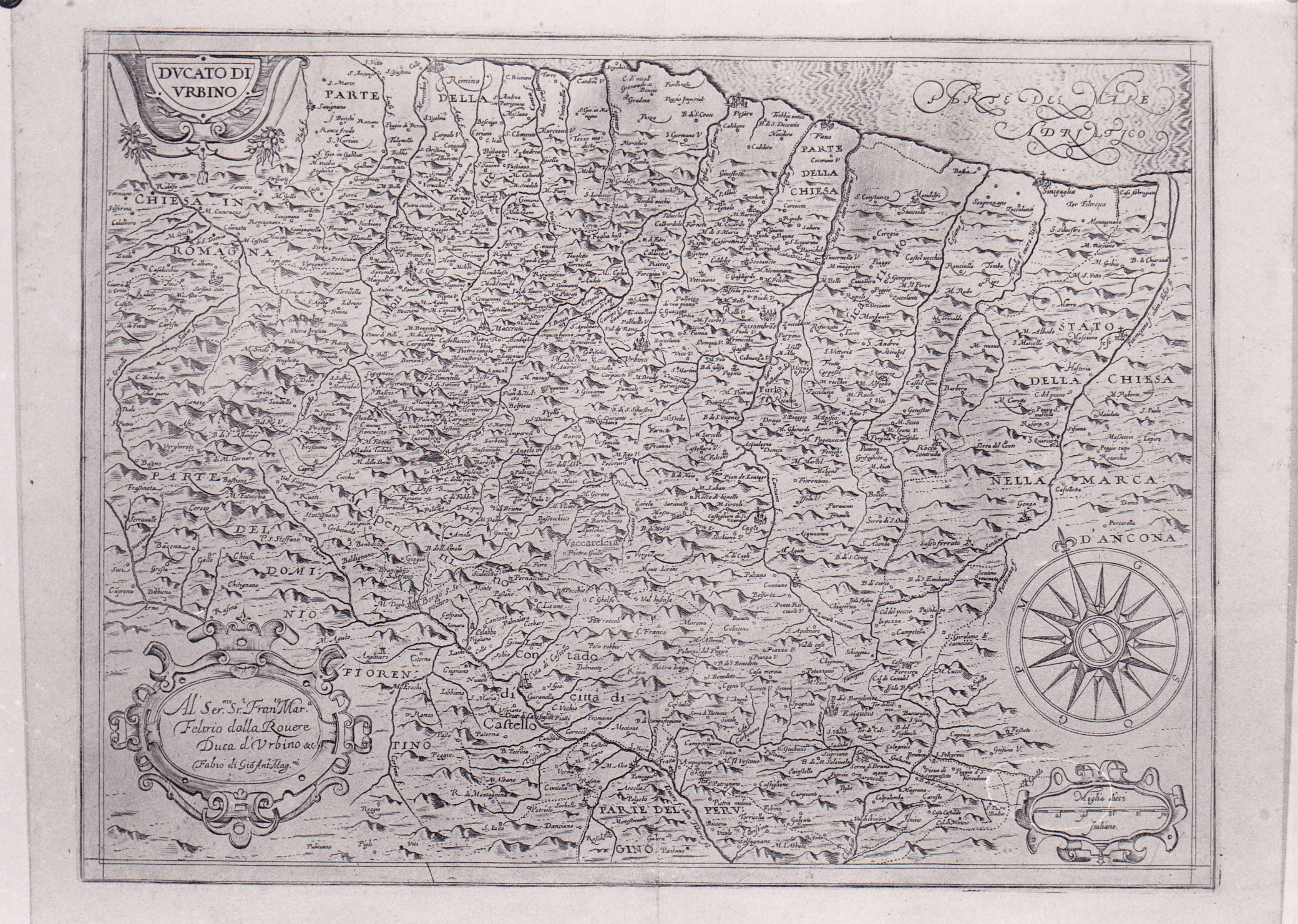Ducato di Urbino, carta geografica del Ducato di Urbino (stampa) di Magini Fabio di Giovanni Antonio (XVII)