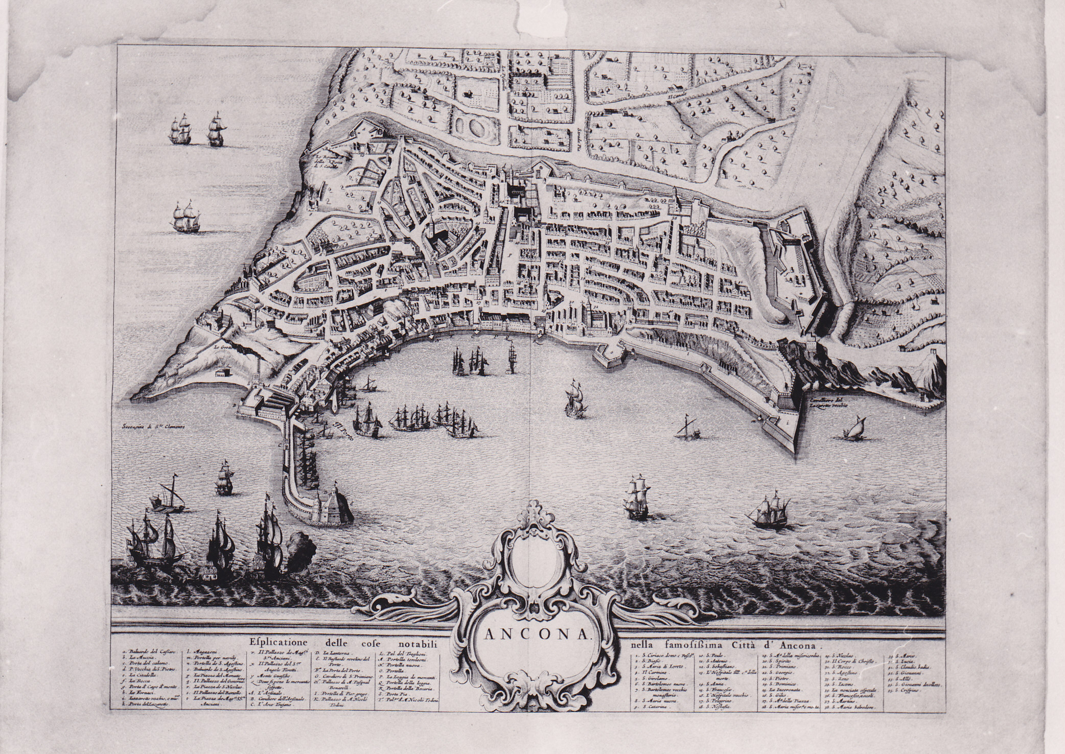 Ancona, pianta prospettica della città di Ancona (stampa) di Blaeu Jan (XVII)