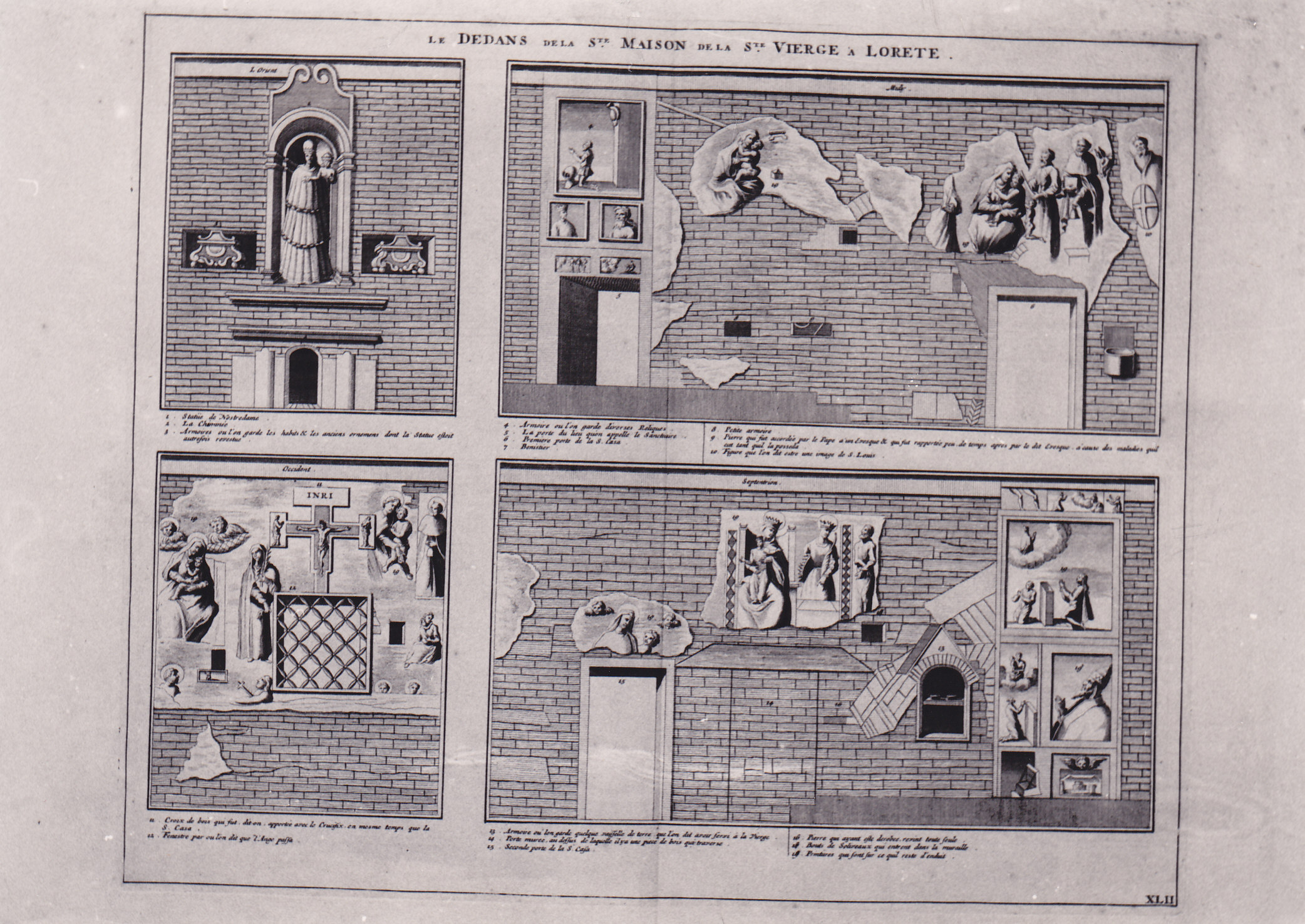 Le Dedans de la S.te Maison de la S.te Vierge a Lorete, illustrazione delle pareti interne della Santa Casa di Loreto (stampa) di Hubert Vincent (XVII)