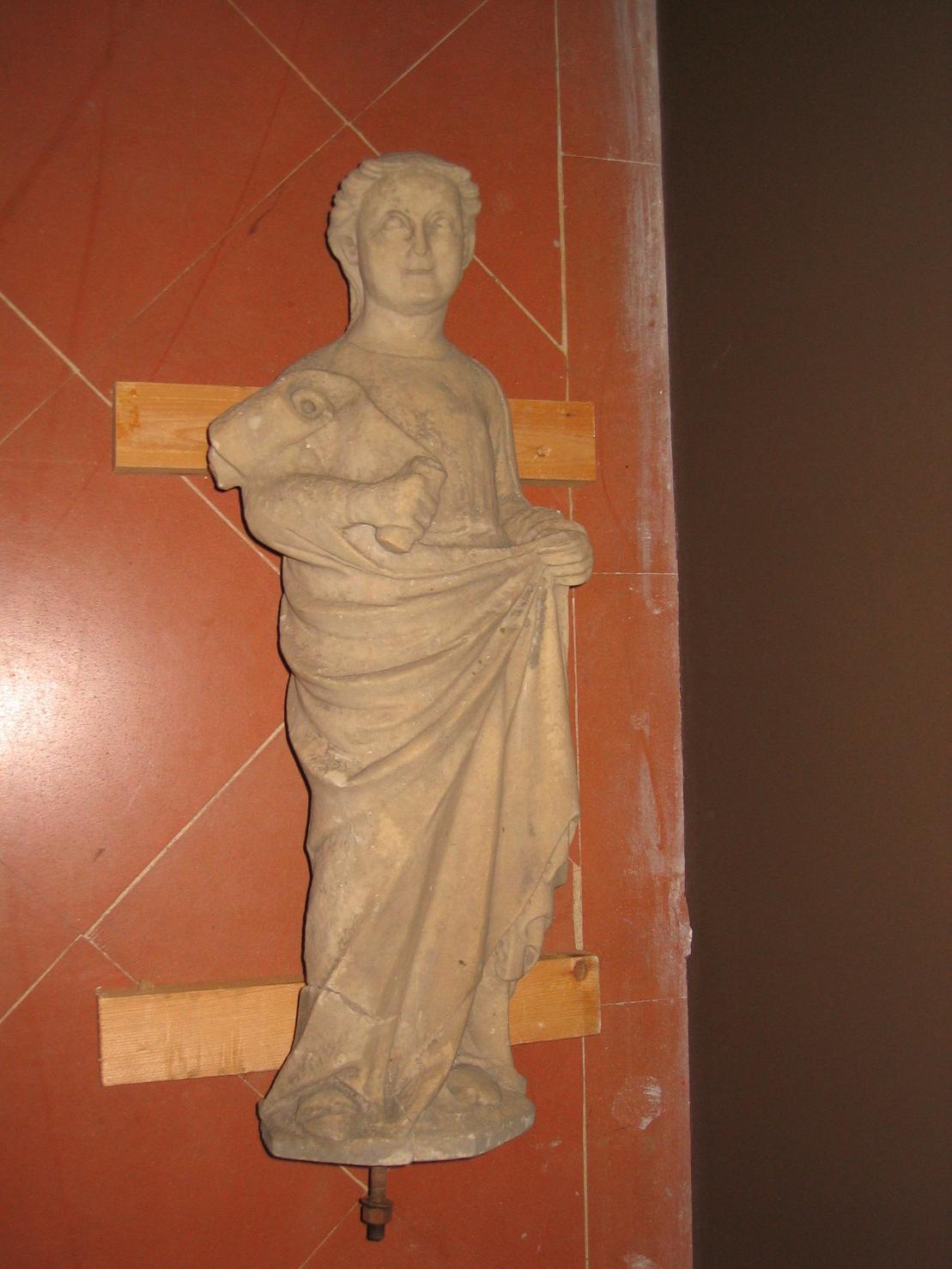 Figura allegorica femminile con cartiglio (statua, opera isolata) - ambito pisano (metà sec. XIV)