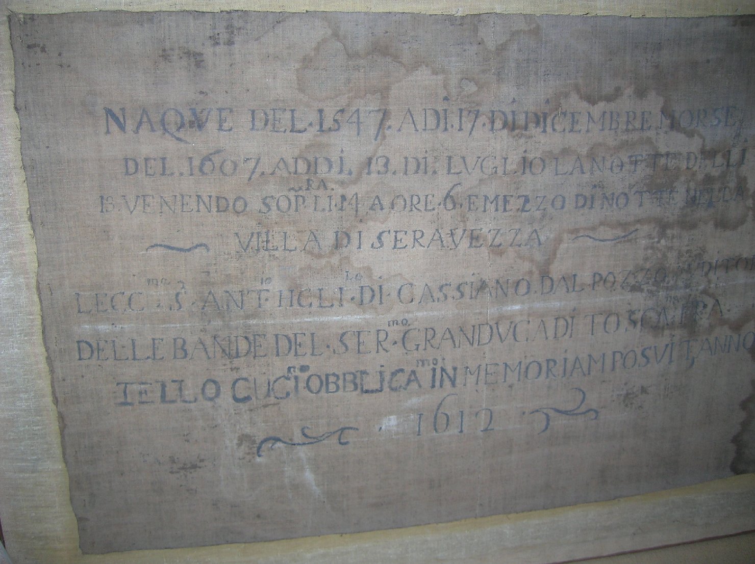 iscrizione (dipinto) - ambito pisano (sec. XVII)