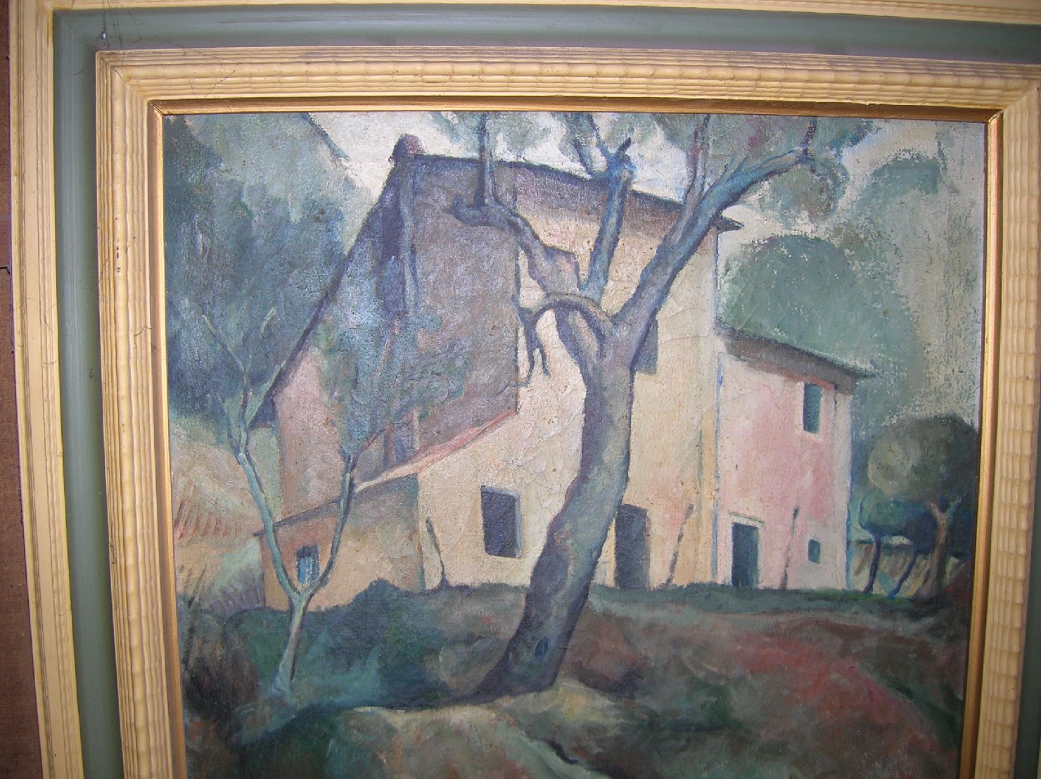 Paesaggio con casa e alberi (dipinto) - ambito toscano (sec. XX)