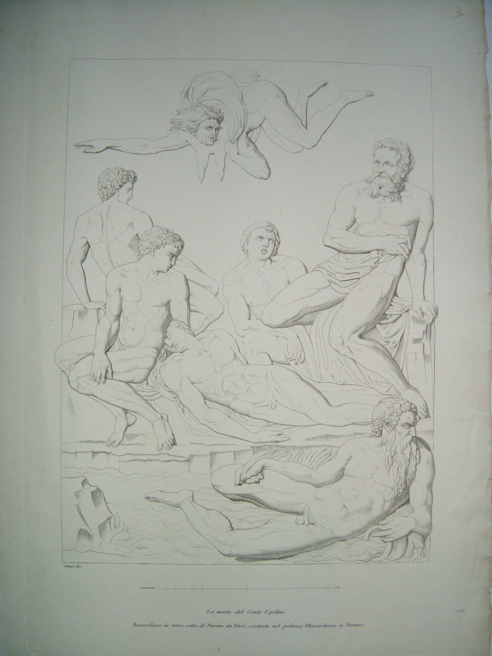 La morte del Conte Ugolino, Ugolino con i figli in carcere (stampa, frammento) di Chiari Alessandro (sec. XIX)