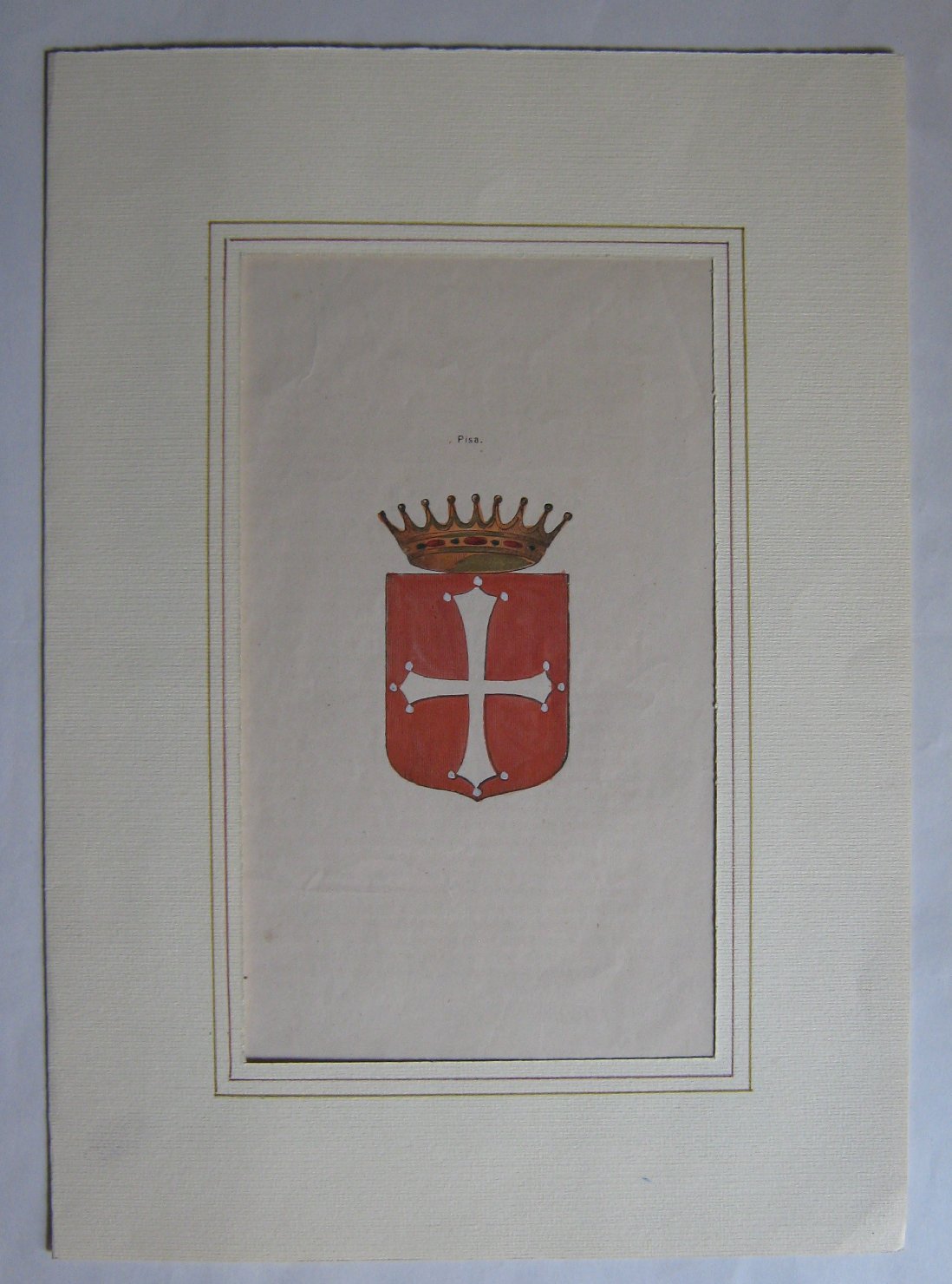 Pisa, stemma comunale (stampa, frammento) - ambito toscano (secc. XIX/ XX)