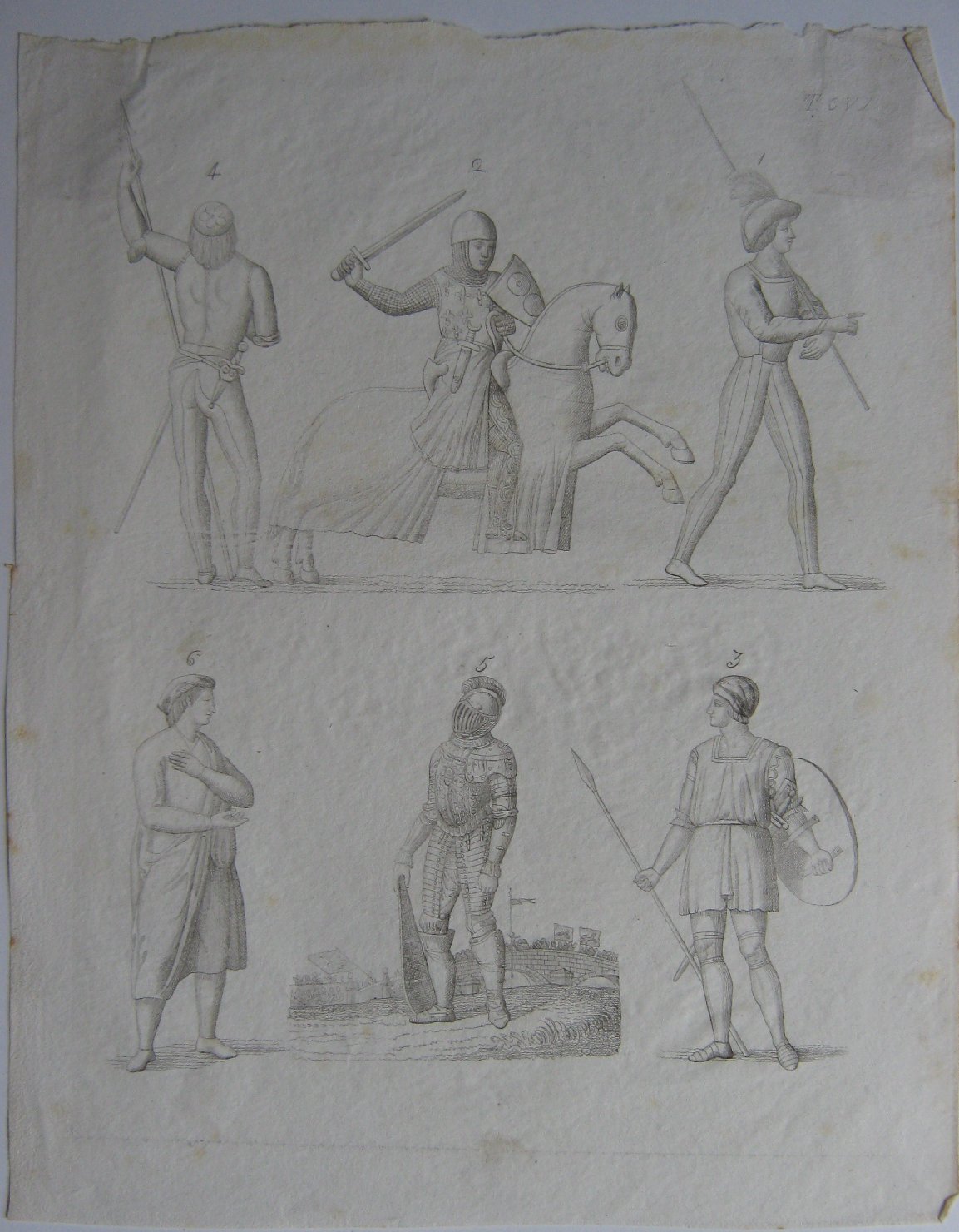 Figure pisane e del Gioco del Ponte, figura maschile (stampa, frammento) - ambito toscano (sec. XIX)